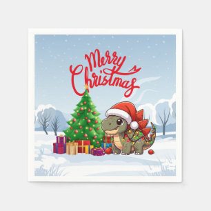 Niedlicher/Whimsicaler Weihnachtsbaby-Dino Serviette