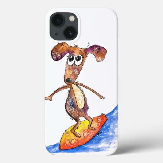 Niedlicher Whimsikaler Hund auf der Surfboard Case-Mate iPhone Hülle (Rückseite)