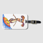 Niedlicher Whimsikaler Hund auf der Surfboard Gepäckanhänger (Vorderseite (Horizontal))