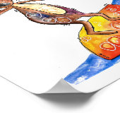 Niedlicher Whimsikaler Hund auf der Surfboard Poster (Ecke)