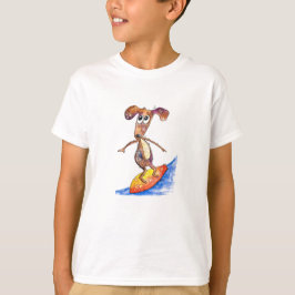 Niedlicher Whimsikaler Hund auf der Surfboard T-Shirt