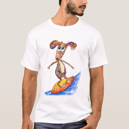Niedlicher Whimsikaler Hund auf der Surfboard T-Shirt