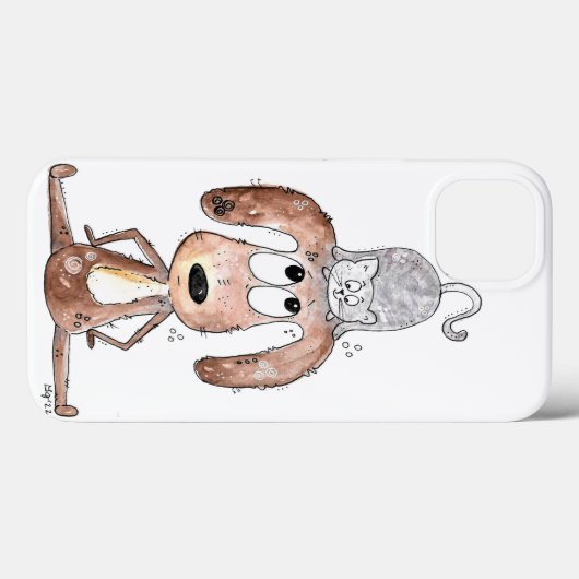 Niedlicher Whimsikaler Hund mit Katze auf seinem K Case-Mate iPhone Hülle (Rückseite (Horizontal))