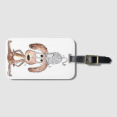 Niedlicher Whimsikaler Hund mit Katze auf seinem K Gepäckanhänger (Vorderseite (Horizontal))