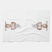 Niedlicher Whimsikaler Hund mit Katze auf seinem K Geschirrtuch (Horizontal)