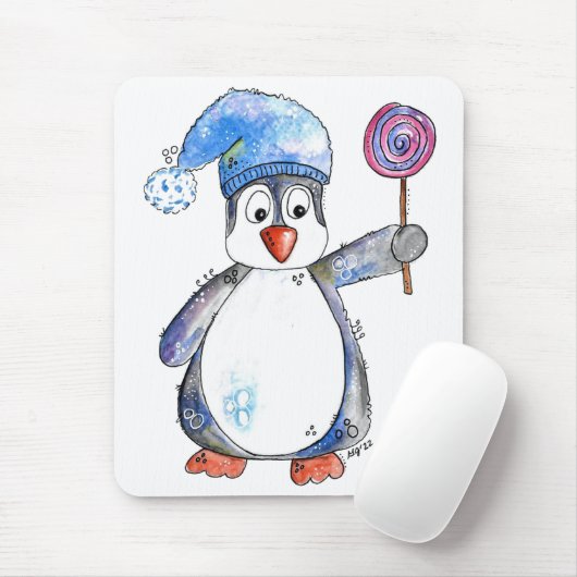 Niedlicher Whimsikaler Pinguin mit Lollipop Mousepad (Mit Mouse)