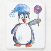 Niedlicher Whimsikaler Pinguin mit Lollipop Mousepad (Vorne)