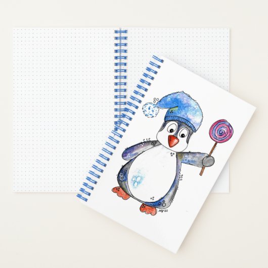 Niedlicher Whimsikaler Pinguin mit Lollipop Notizblock (Innen)