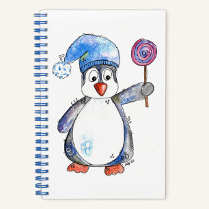Niedlicher Whimsikaler Pinguin mit Lollipop Notizblock