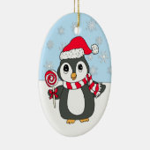 Niedlicher Whimsikaler Pinguin mit Lollipop Person Keramik Ornament (Rechts)