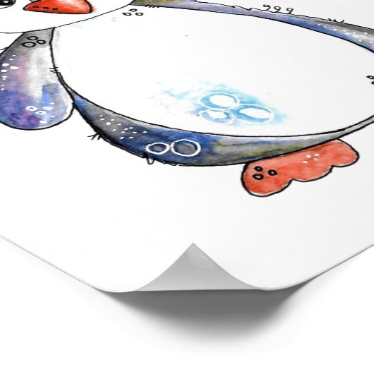 Niedlicher Whimsikaler Pinguin mit Lollipop Poster (Ecke)