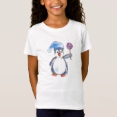 Niedlicher Whimsikaler Pinguin mit Lollipop T-Shirt (Vorderseite)
