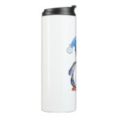 Niedlicher Whimsikaler Pinguin mit Lollipop Thermosbecher (Nach links gedreht)