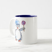 Niedlicher Whimsikaler Pinguin mit Lollipop Zweifarbige Tasse (Vorderseite Links)