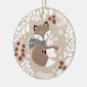 Niedlicher Whimsikalfuchs und Kaninchen Keramik Ornament (Links)