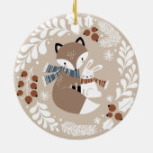 Niedlicher Whimsikalfuchs und Kaninchen Keramik Ornament (Hinten)