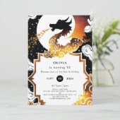 Niedlicher Whimsikdrache Geburtstag Einladung (Stehend Vorderseite)