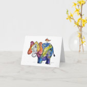 Niedlicher Whimsikfarbener Elefant Karte (Gelbe Blume)