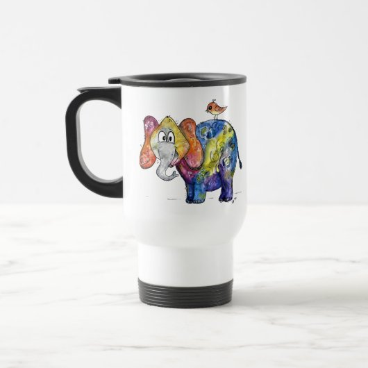 Niedlicher Whimsikfarbener Elefant Reisebecher (Links)