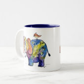 Niedlicher Whimsikfarbener Elefant Zweifarbige Tasse (Vorderseite Links)