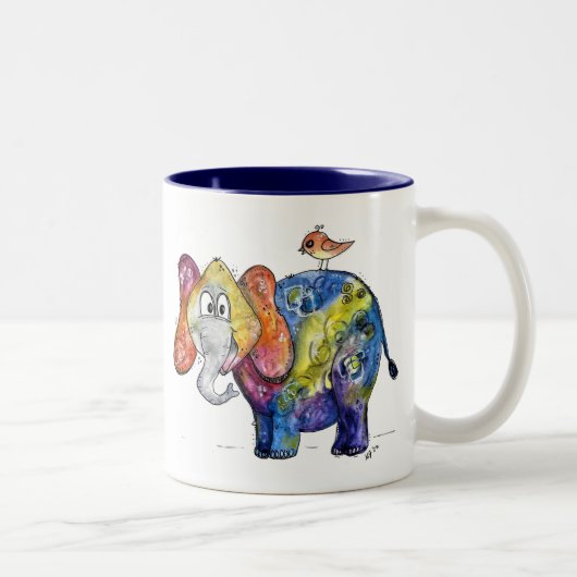 Niedlicher Whimsikfarbener Elefant Zweifarbige Tasse (Rechts)