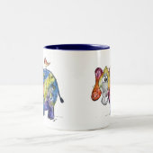 Niedlicher Whimsikfarbener Elefant Zweifarbige Tasse (Mittel)
