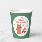 Niedlicher Whimsischer Bär Camping Geburtstag Pappbecher (Rückseite)