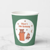 Niedlicher Whimsischer Bär Camping Geburtstag Pappbecher (Vorderseite)