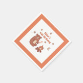 Niedlicher Whimsischer Bär Camping Geburtstag Serviette (Ecke)