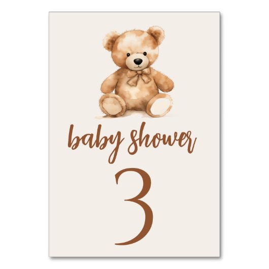 Niedlicher Whimsischer Bär Tischnummer (Vorderseite)