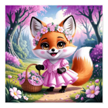 Niedlicher Whimsischer Cartoon Fox Girl