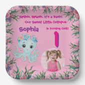 Niedlicher Whimsischer Floral Octopus Girly Birthd Pappteller (Vorderseite)