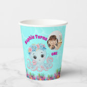 Niedlicher Whimsischer Floral Octopus Girly Foto G Pappbecher (Vorderseite)