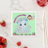 Niedlicher Whimsischer Floral Octopus Girly Foto G Serviette (Beispiel)