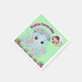 Niedlicher Whimsischer Floral Octopus Girly Foto G Serviette (Ecke)