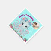 Niedlicher Whimsischer Floral Octopus Girly Foto G Serviette (Ecke)