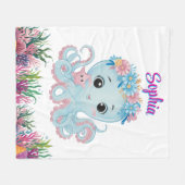 Niedlicher Whimsischer Floral Octopus Girly Geburt Fleecedecke (Vorderseite (Horizontal))