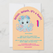 Niedlicher Whimsischer Floral Octopus Girly Kinder Einladung (Vorderseite)