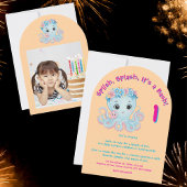 Niedlicher Whimsischer Floral Octopus Girly Kinder Einladung