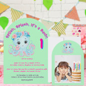 Niedlicher Whimsischer Floral Octopus Girly Kinder Einladung