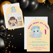 Niedlicher Whimsischer Floral Octopus Girly Kinder Einladung