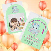 Niedlicher Whimsischer Floral Octopus Girly Kinder Einladung