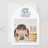 Niedlicher Whimsischer Floral Octopus Girly Kinder Einladung (Rückseite)