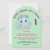 Niedlicher Whimsischer Floral Octopus Girly Kinder Einladung (Vorderseite)