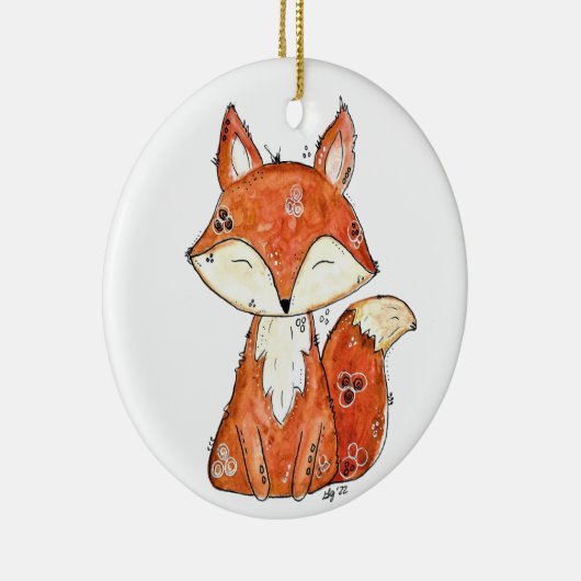 Niedlicher Whimsischer Fox Keramik Ornament (Rechts)