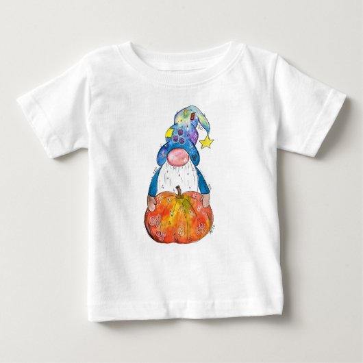 Niedlicher Whimsischer Herbstgnome mit Pumpkin Baby T-shirt (Vorderseite)