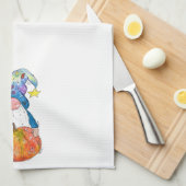 Niedlicher Whimsischer Herbstgnome mit Pumpkin Geschirrtuch (Viertel Falte)