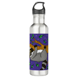 Niedlicher Whimsischer Raccoon Cartoon Edelstahlflasche