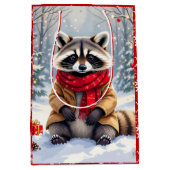 Niedlicher Whimsischer Raccoon Mittlere Geschenktüte (Vorderseite)