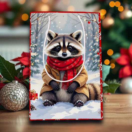 Niedlicher Whimsischer Raccoon Mittlere Geschenktüte